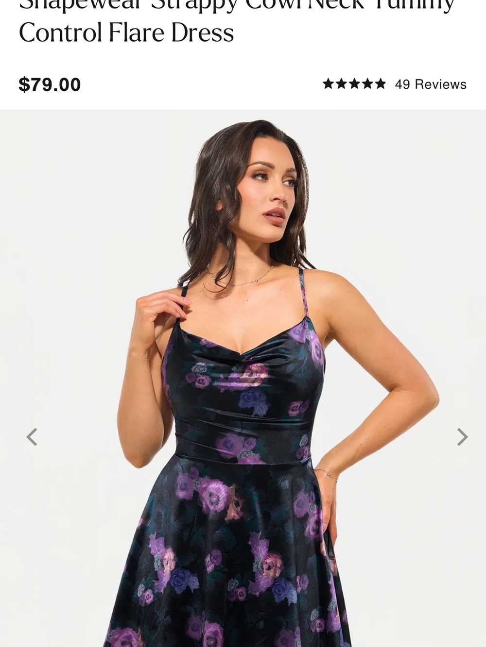 Popilush Shapewear Strappy Cowl Neck Tummy Control Flare Dress (new w/ tag)